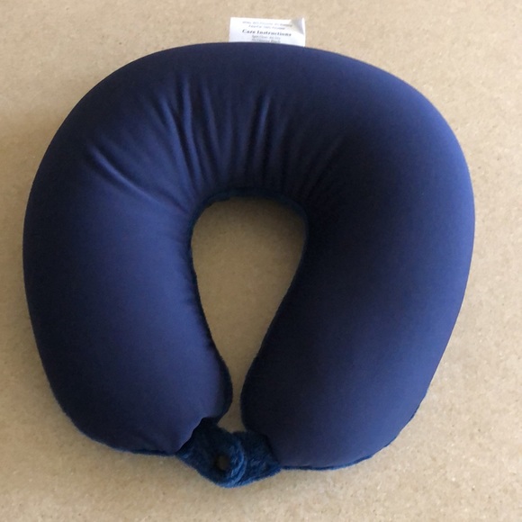 Brookstone Soft Microbead Travel Pillow Neck Lumbar  navy blue - Picture 2 of 14
